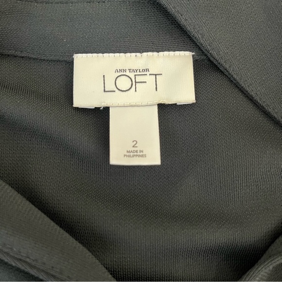 Ann Taylor Loft Black V Neck Button Short Sleeve A Line Dress - Picture 11 of 16